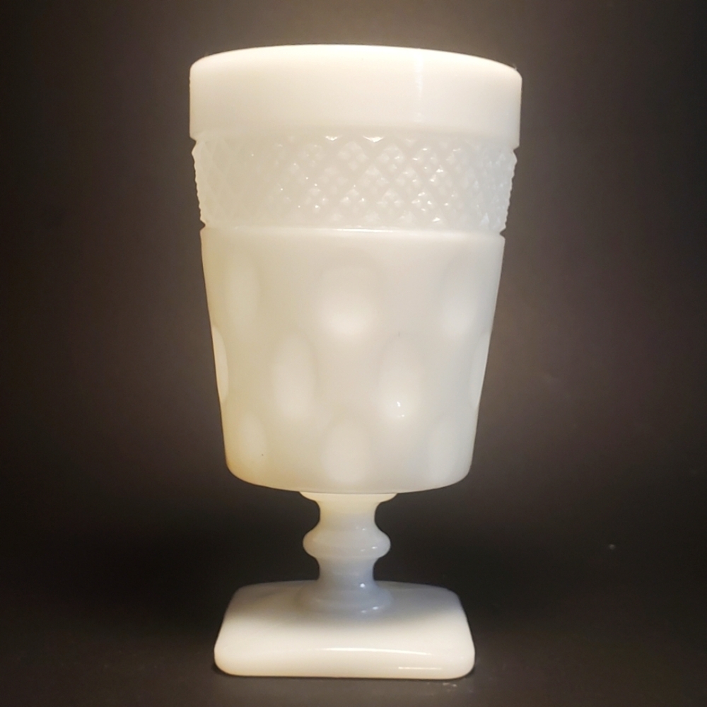 McKEE Vintage OPAL MILK GLASS 1950's Goblet / Pedestal Vase 5-1/2" tall